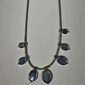 Crazy Horse by Liz Claiborne Silver Tone Leaf Etched Necklace Stunning Vintage C